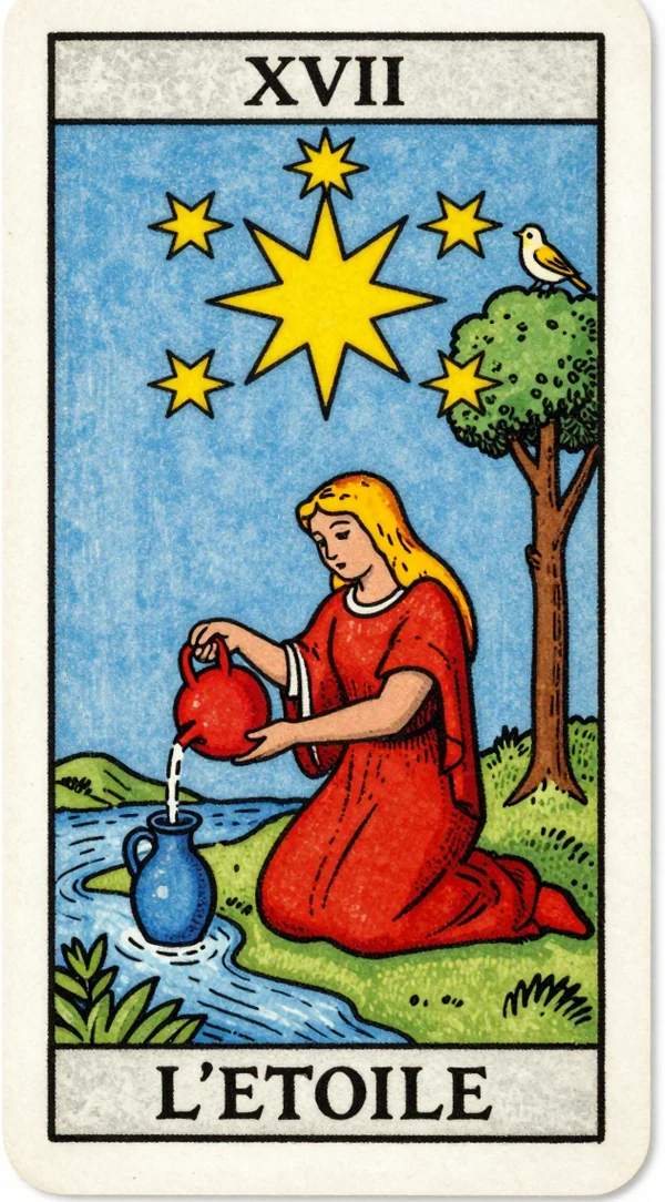 Carta de La Estrella del tarot, arcano mayor de la esperanza