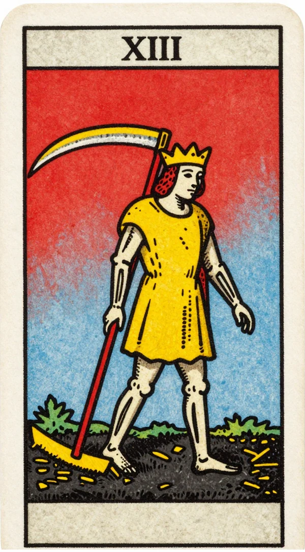 Carta de La Muerte del tarot, arcano mayor número trece